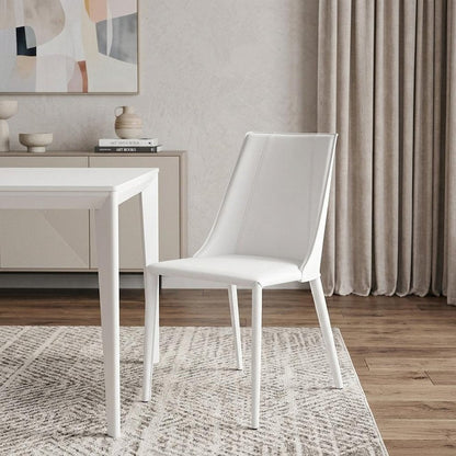 White Upholstered Leather Dining Side Chair HomeRoots