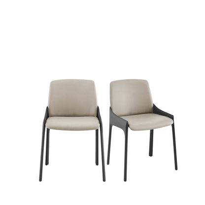 Set of Two Gray and Black Upholstered Leather Dining Side Chairs HomeRoots
