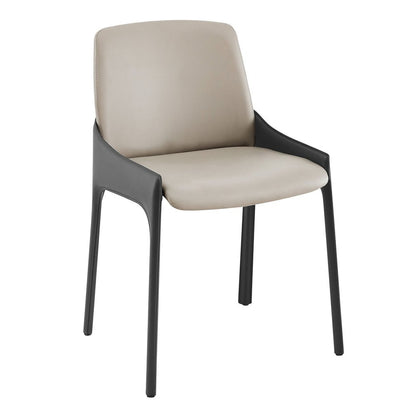Set of Two Gray and Black Upholstered Leather Dining Side Chairs HomeRoots
