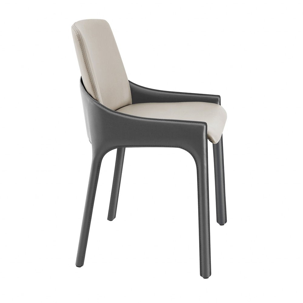 Set of Two Gray and Black Upholstered Leather Dining Side Chairs HomeRoots