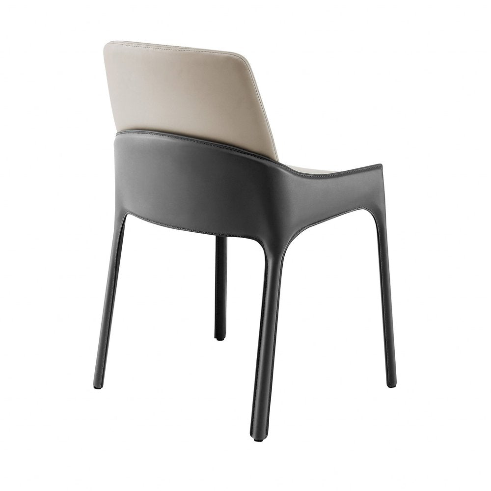 Set of Two Gray and Black Upholstered Leather Dining Side Chairs HomeRoots
