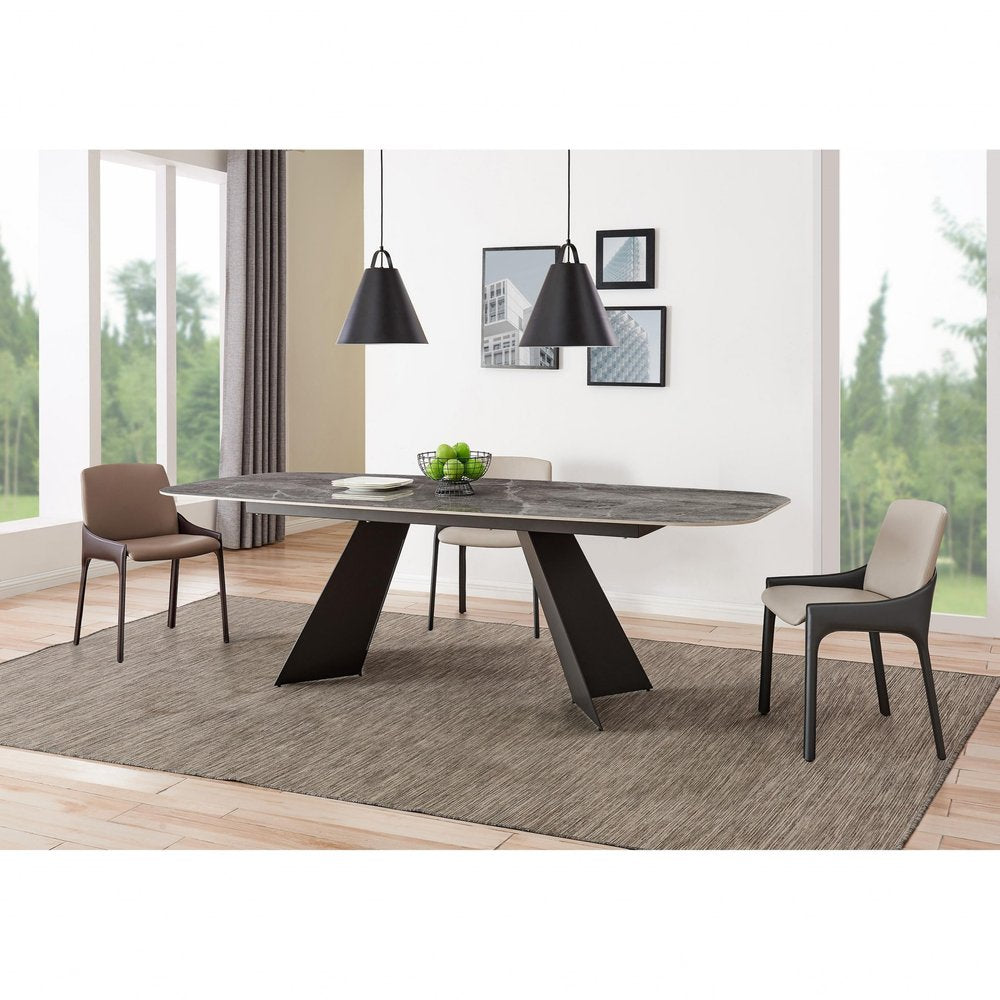 Set of Two Gray and Black Upholstered Leather Dining Side Chairs HomeRoots
