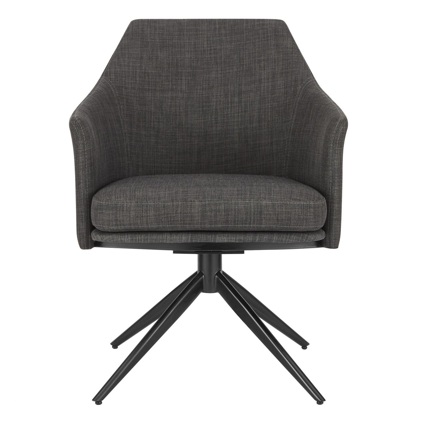 Dark Gray And Black Upholstered Fabric Dining Arm Chair