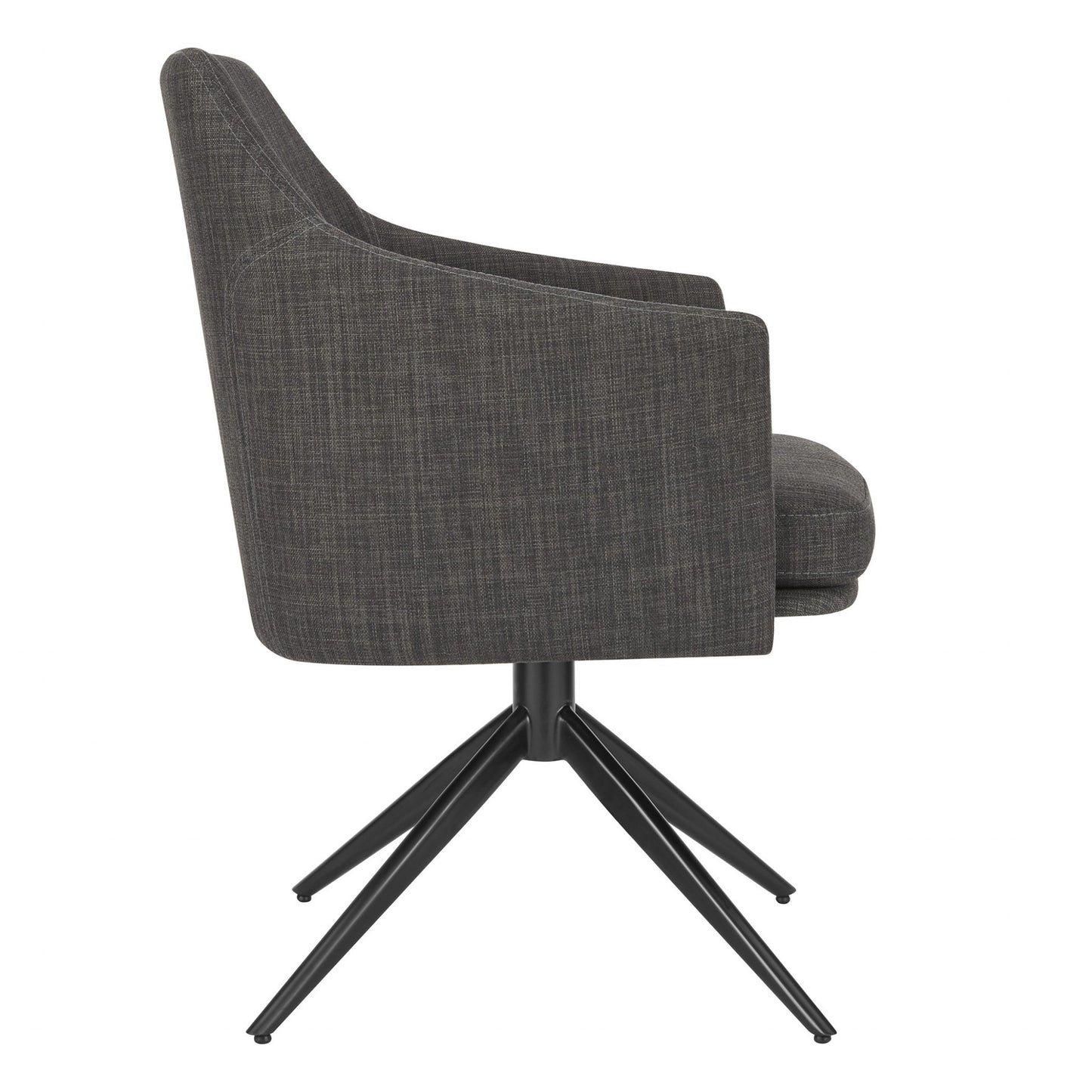 Dark Gray And Black Upholstered Fabric Dining Arm Chair