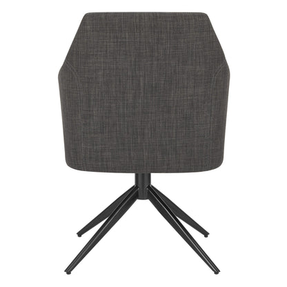 Dark Gray And Black Upholstered Fabric Dining Arm Chair