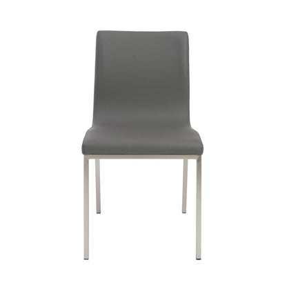 Set of Two Gray And Silver Upholstered Leather Dining Side Chairs HomeRoots