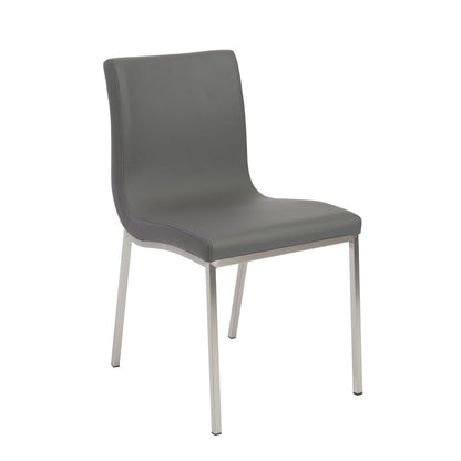 Set of Two Gray And Silver Upholstered Leather Dining Side Chairs HomeRoots