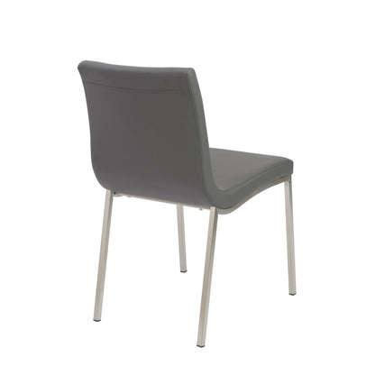 Set of Two Gray And Silver Upholstered Leather Dining Side Chairs HomeRoots