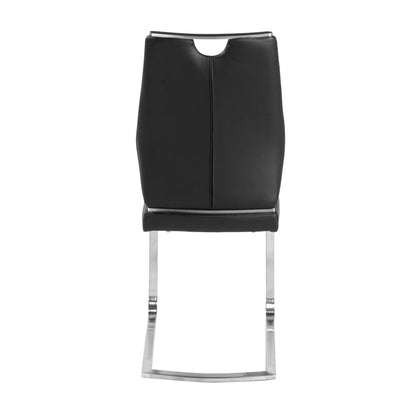 Set of Two Black and Silver Upholstered Leather Dining Side Chairs HomeRoots