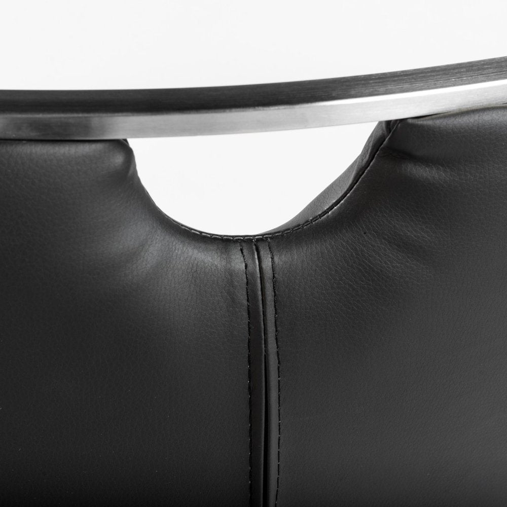 Set of Two Black and Silver Upholstered Leather Dining Side Chairs HomeRoots