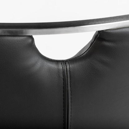 Set of Two Black and Silver Upholstered Leather Dining Side Chairs HomeRoots