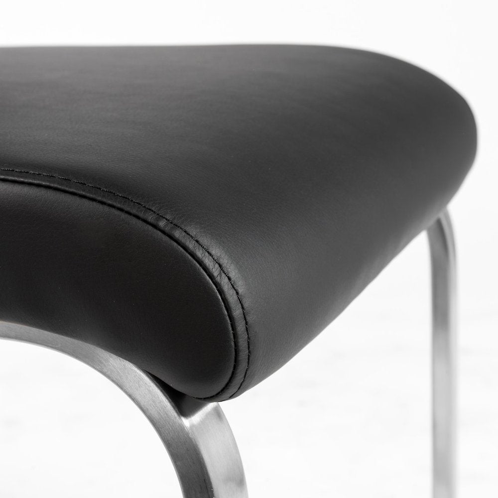 Set of Two Black and Silver Upholstered Leather Dining Side Chairs HomeRoots