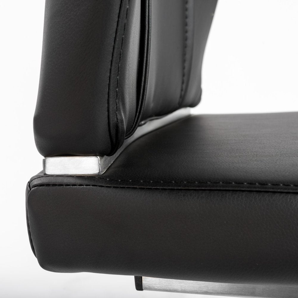 Set of Two Black and Silver Upholstered Leather Dining Side Chairs HomeRoots