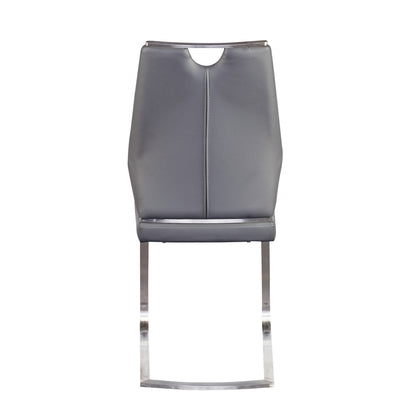 Set of Two Light Gray Faux Leather Cantilever Chairs