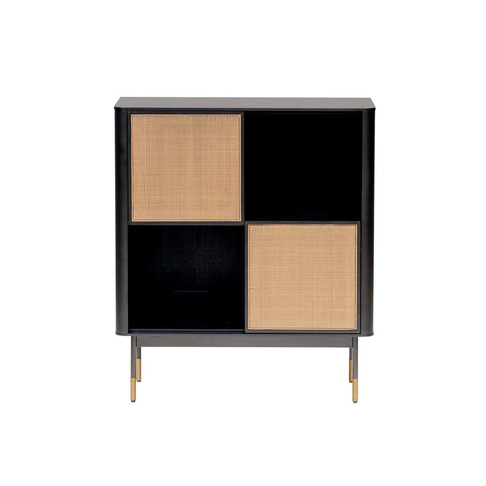 Black Wood and Wicker Accent Cabinet HomeRoots