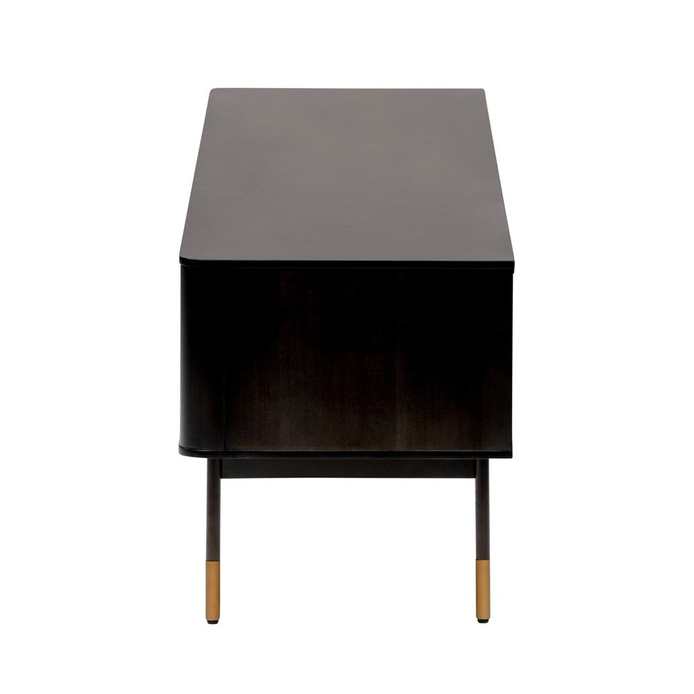 Black Wood and Wicker Media Stand HomeRoots