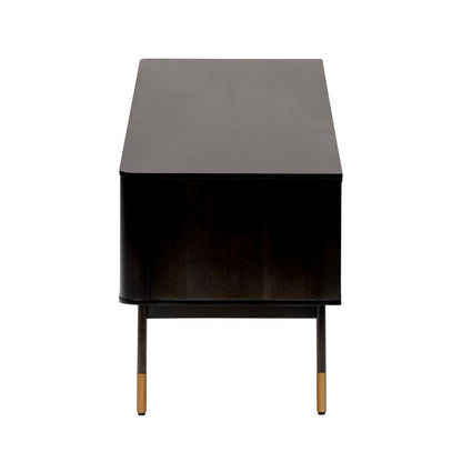 Black Wood and Wicker Media Stand HomeRoots