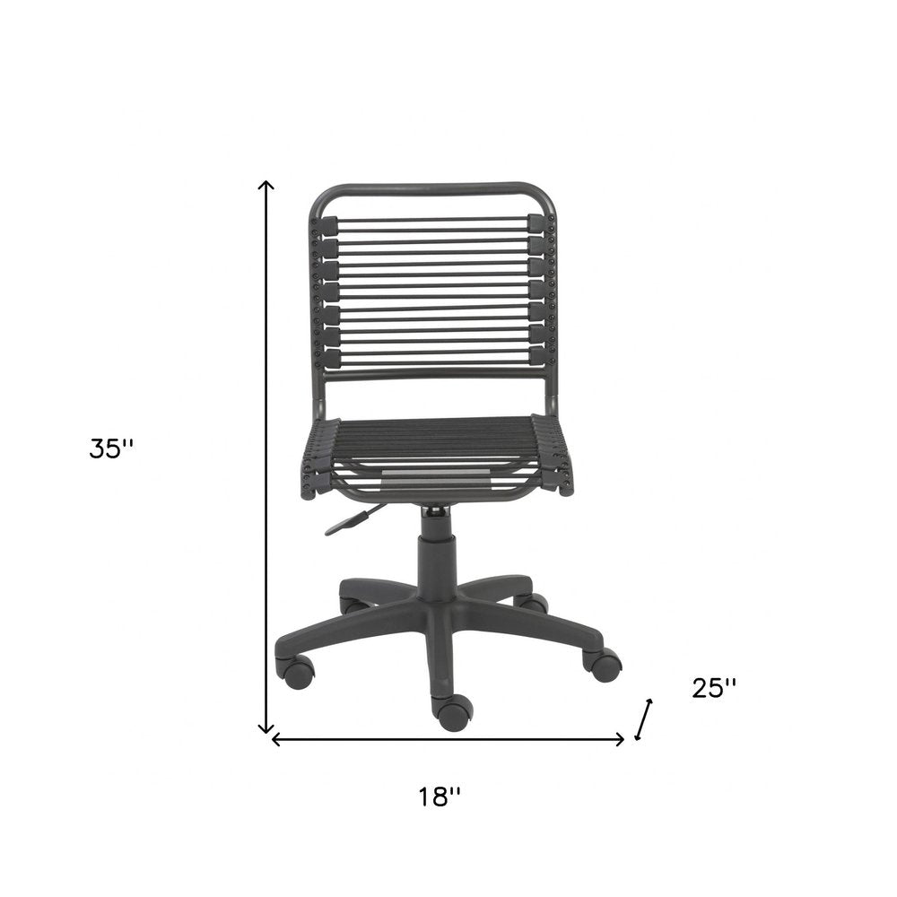 Black Adjustable Swivel Bungee Rolling Office Chair HomeRoots