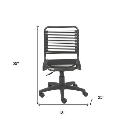 Black Adjustable Swivel Bungee Rolling Office Chair HomeRoots