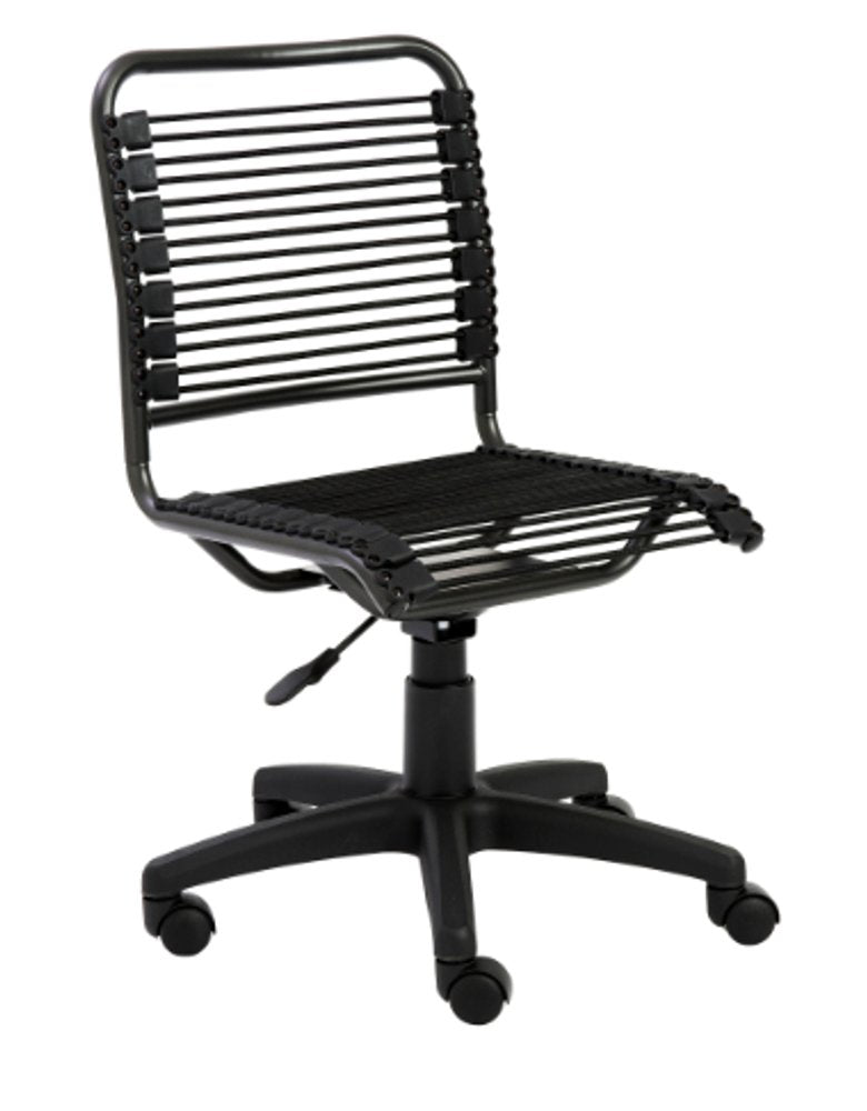 Black Adjustable Swivel Bungee Rolling Office Chair HomeRoots