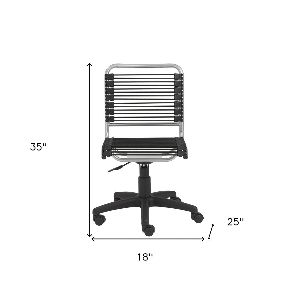 Black and Silver Adjustable Swivel Bungee Rolling Office Chair HomeRoots