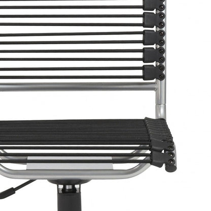 Black and Silver Adjustable Swivel Bungee Rolling Office Chair HomeRoots