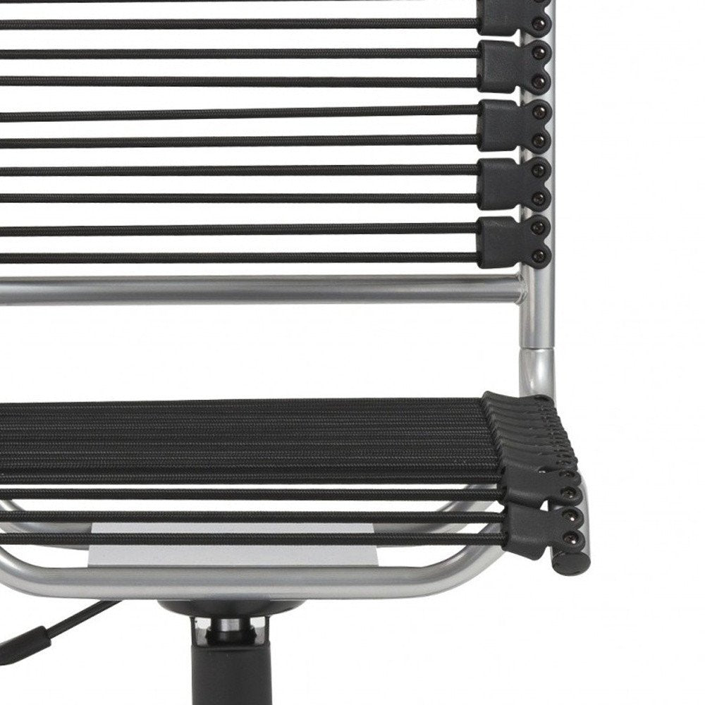 Black and Silver Adjustable Swivel Bungee Rolling Office Chair HomeRoots