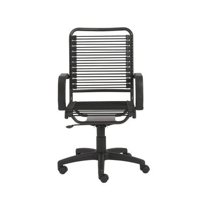 Black Swivel Adjustable Task Chair Bungee Back Steel Frame HomeRoots