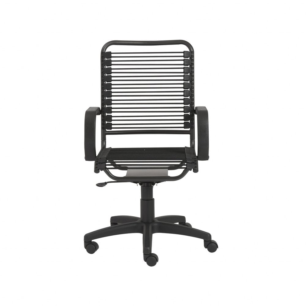 Black Swivel Adjustable Task Chair Bungee Back Steel Frame HomeRoots