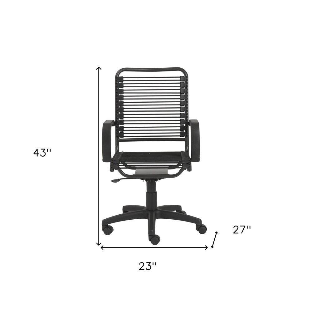 Black Swivel Adjustable Task Chair Bungee Back Steel Frame HomeRoots