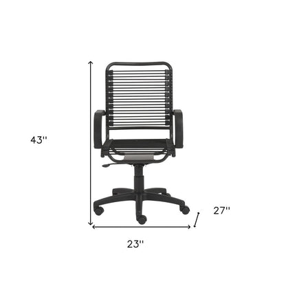 Black Swivel Adjustable Task Chair Bungee Back Steel Frame HomeRoots