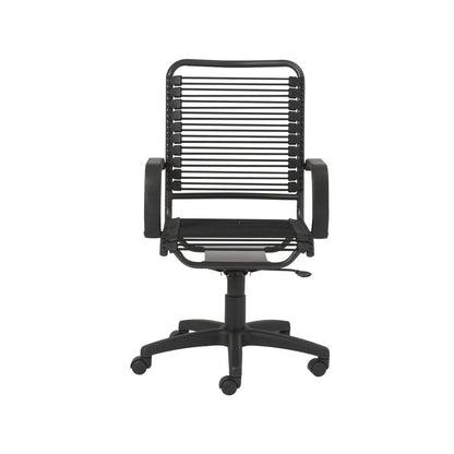 Black Swivel Adjustable Task Chair Bungee Back Steel Frame HomeRoots