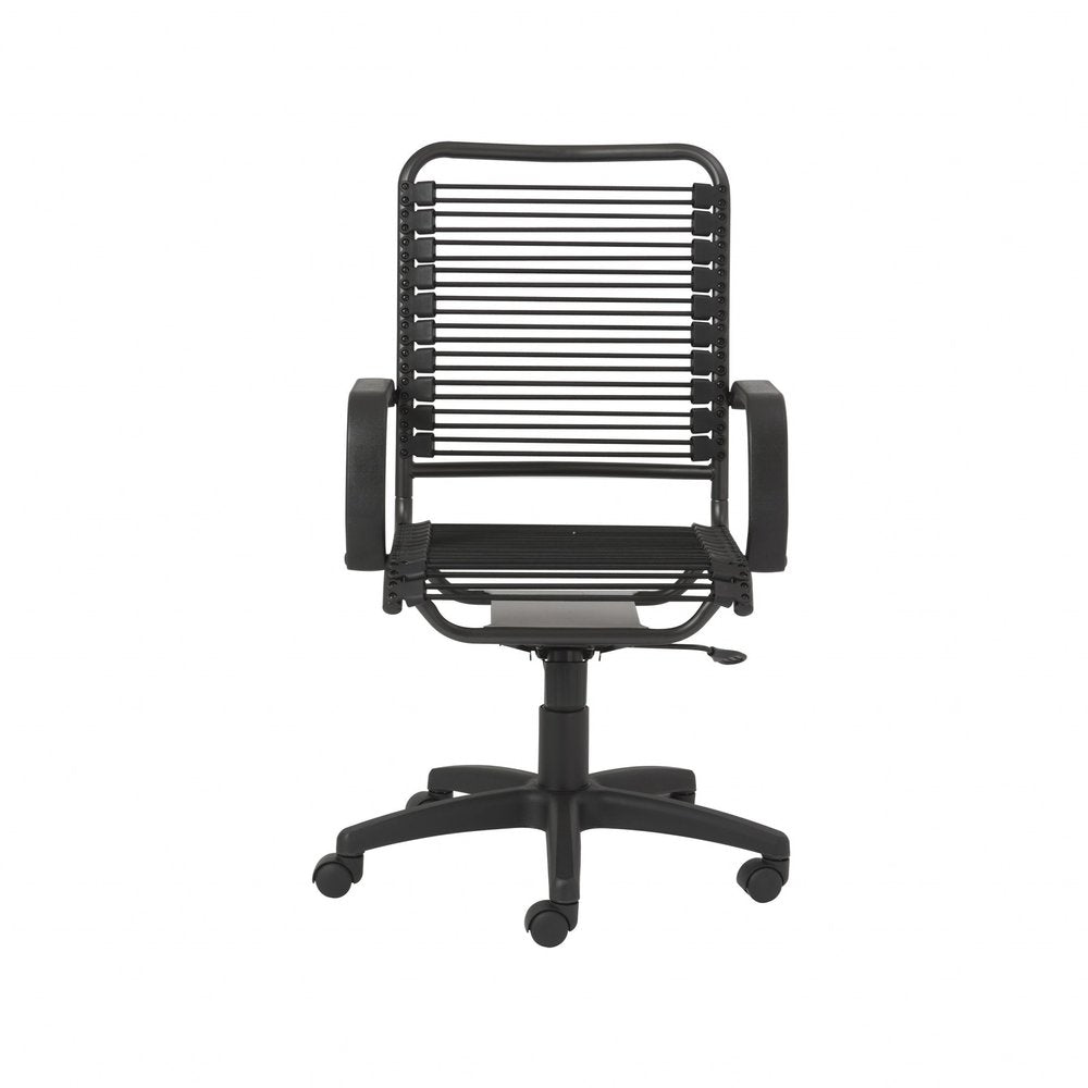 Black Swivel Adjustable Task Chair Bungee Back Steel Frame HomeRoots