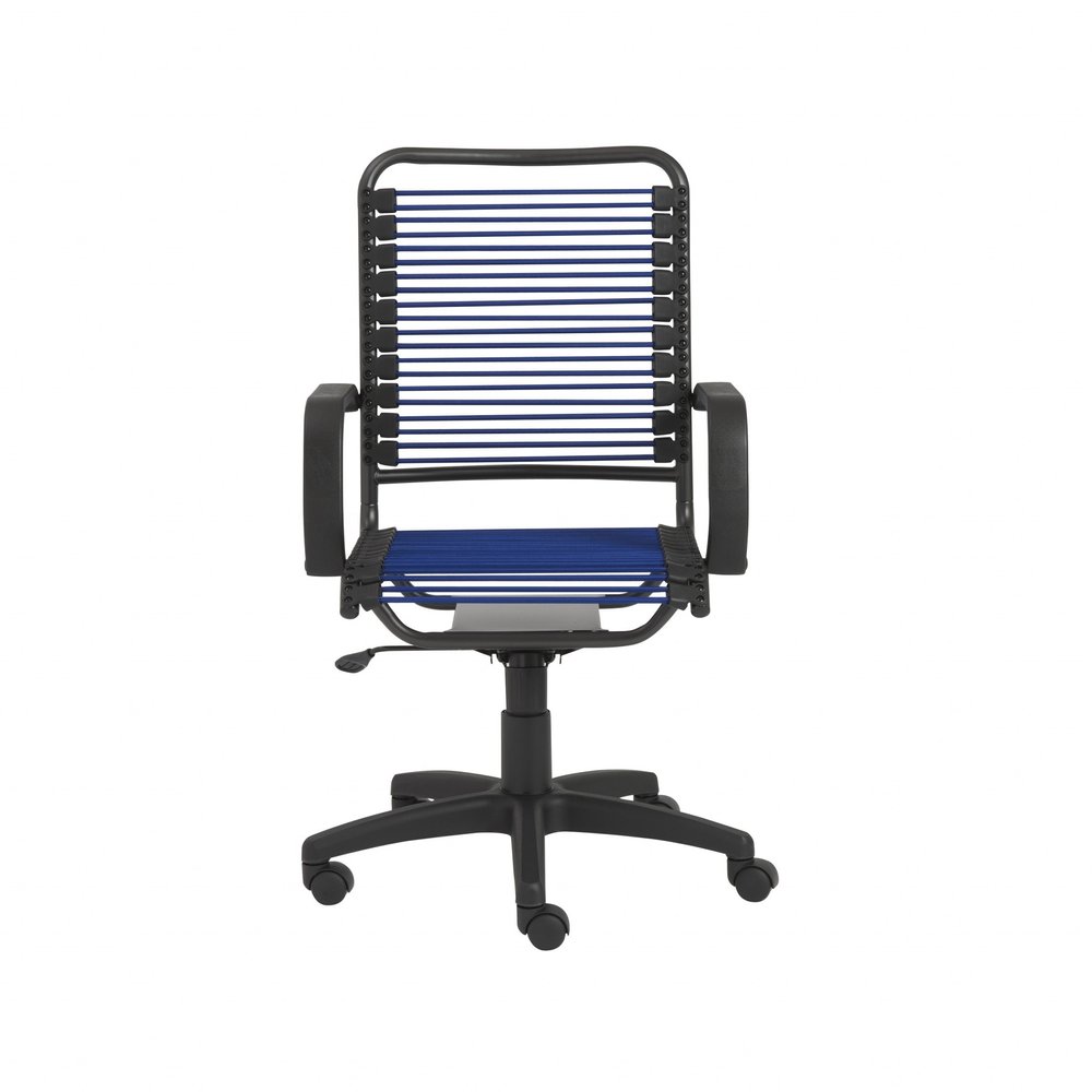 Blue and Black Adjustable Swivel Bungee Rolling Office Chair HomeRoots