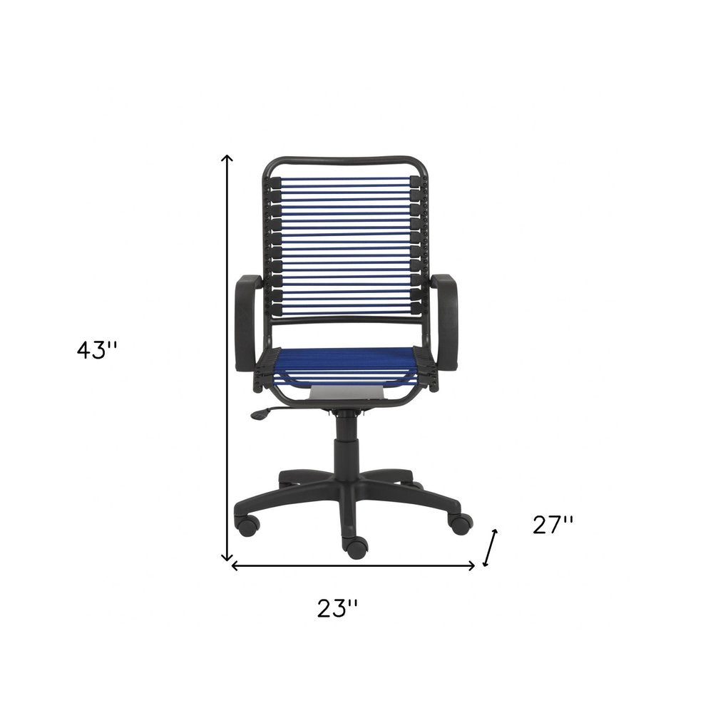Blue and Black Adjustable Swivel Bungee Rolling Office Chair HomeRoots
