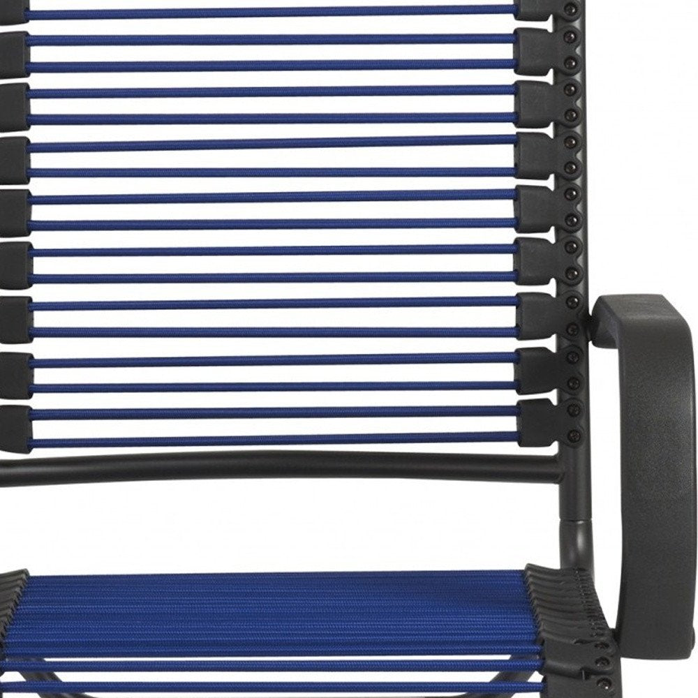 Blue and Black Adjustable Swivel Bungee Rolling Office Chair HomeRoots