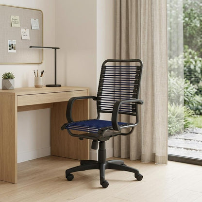 Blue and Black Adjustable Swivel Bungee Rolling Office Chair HomeRoots