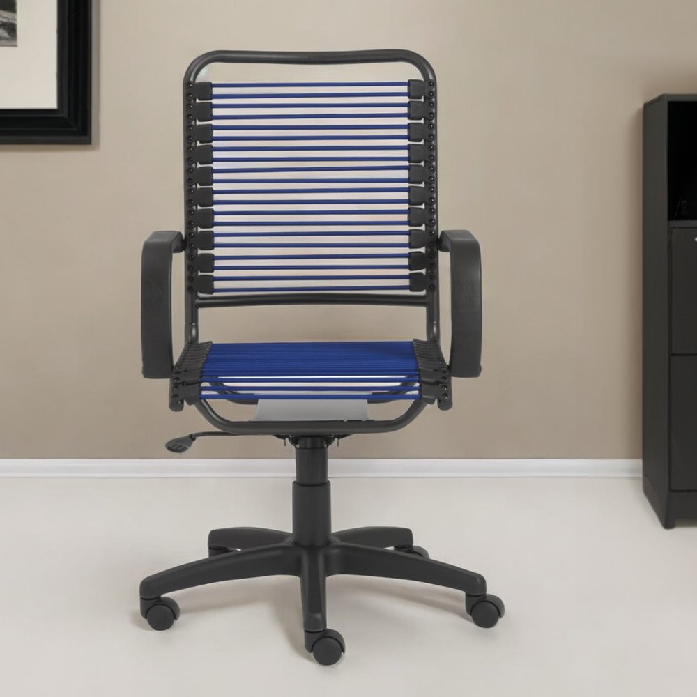 Blue and Black Adjustable Swivel Bungee Rolling Office Chair HomeRoots