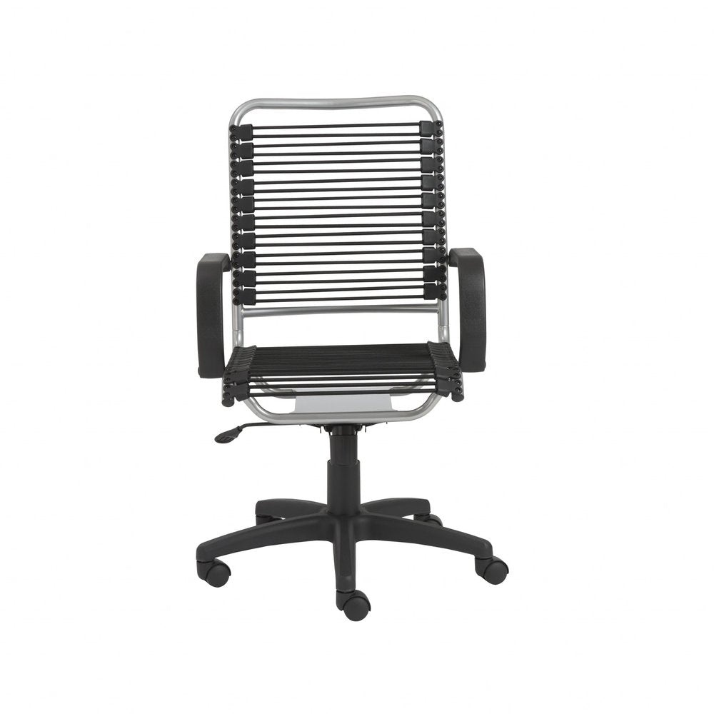 Black and Silver Adjustable Swivel Bungee Rolling Office Chair HomeRoots