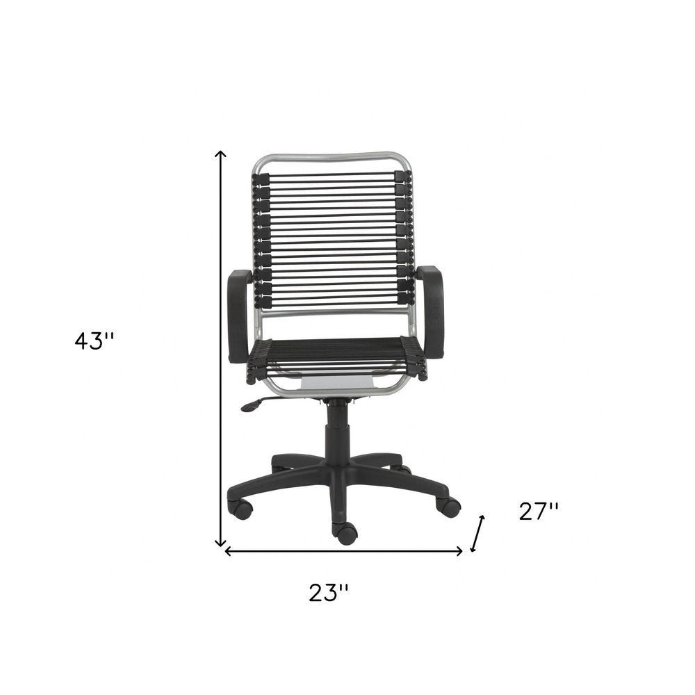 Black and Silver Adjustable Swivel Bungee Rolling Office Chair HomeRoots