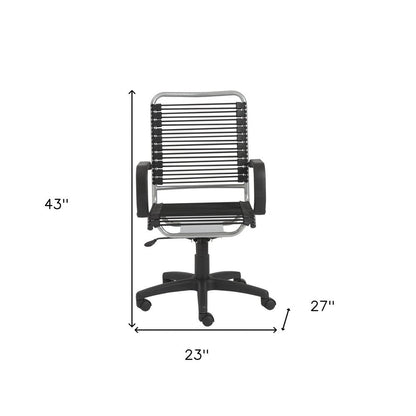Black and Silver Adjustable Swivel Bungee Rolling Office Chair HomeRoots