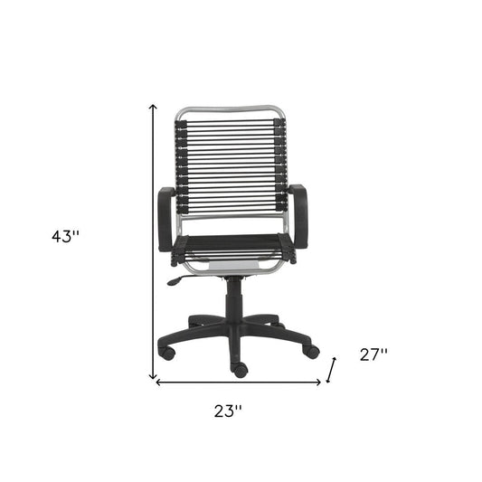 Black and Silver Adjustable Swivel Bungee Rolling Office Chair HomeRoots