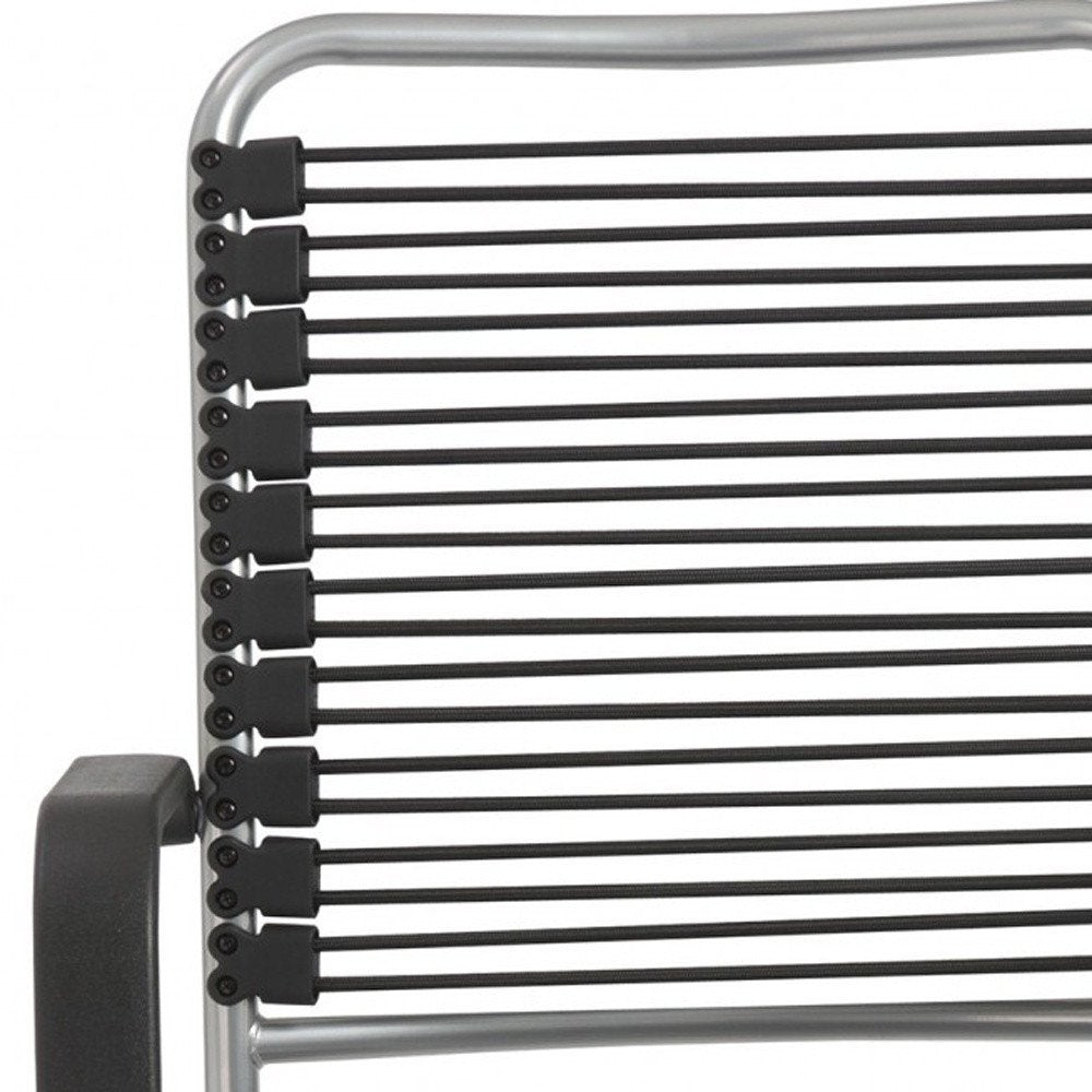 Black and Silver Adjustable Swivel Bungee Rolling Office Chair HomeRoots