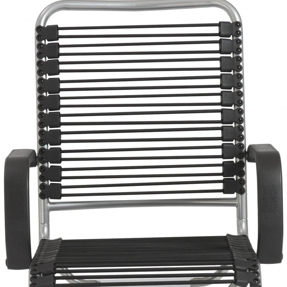 Black and Silver Adjustable Swivel Bungee Rolling Office Chair HomeRoots