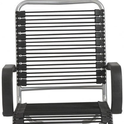 Black and Silver Adjustable Swivel Bungee Rolling Office Chair HomeRoots