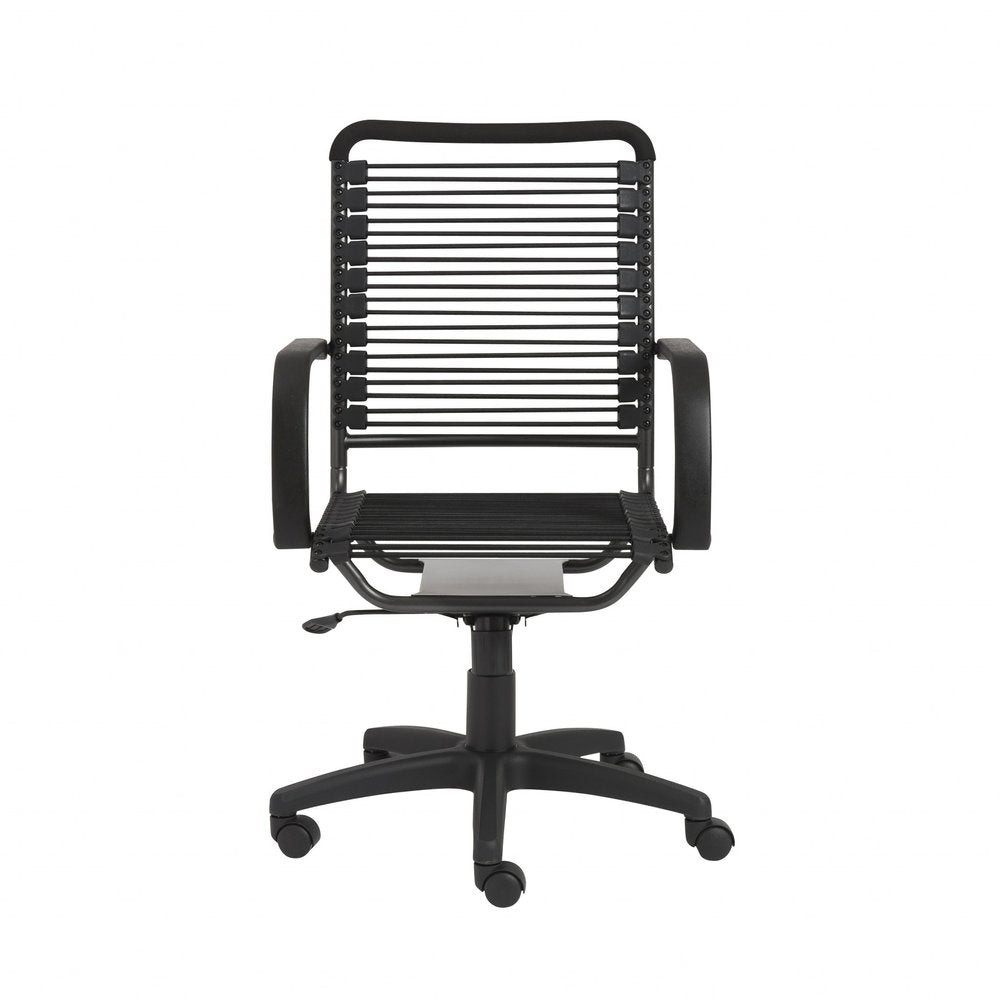 Black Adjustable Swivel Bungee Rolling Office Chair HomeRoots