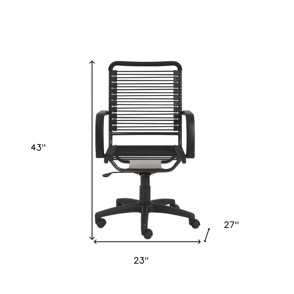 Black Adjustable Swivel Bungee Rolling Office Chair HomeRoots
