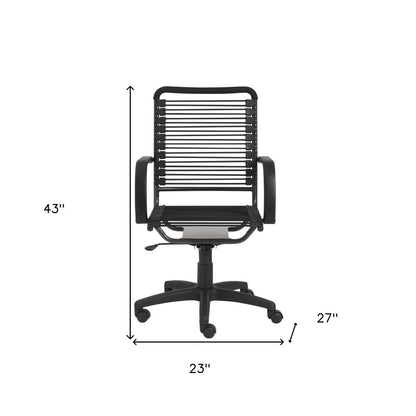 Black Adjustable Swivel Bungee Rolling Office Chair HomeRoots