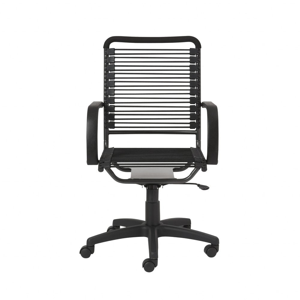Black Adjustable Swivel Bungee Rolling Office Chair HomeRoots