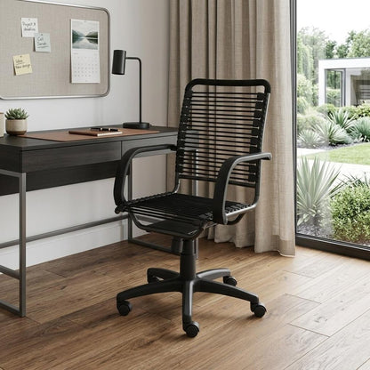 Black Adjustable Swivel Bungee Rolling Office Chair HomeRoots